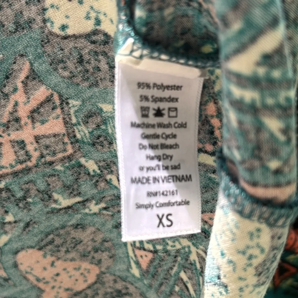 LuLaRoe Disney Minnie Mouse Teal and Orange Patterned Midi Dress - Picture 6 of 7